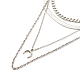 304 mehrlagige Halskette aus Edelstahlketten mit Halbmondanhänger für Männer und Frauen NJEW-JN03890-4