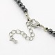 Grade A Magnetic Synthetic Hematite Round Beaded Necklaces X-NJEW-M014-4mm-01-3