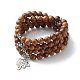 Natural Wenge Wood Beads Stretch Bracelet for Men Women BJEW-JB06909-1