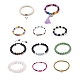 Bracelet extensible en perles rondes avec pierres précieuses pour femme BJEW-JB08641-02-1