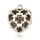 Antiquer Silver Plated Alloy Rhinestone Heart Pendants RB-J192-29AS-2