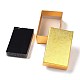 厚紙紙ジュエリーセットボックス  黒いスポンジを使って  ネックレスとイヤリング用  長方形  ゴールド  8.3x5.3x3cm CON-P012-02A-2