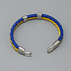 Bracelet cordon double ligne imitation cuir couleur drapeau avec fermoir alliage GUQI-PW0001-088-4