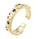 Colorful Cubic Zirconia Skull Open Cuff Rings RJEW-G261-07G-3