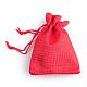 ポリエステル模造黄麻布包装袋巾着袋  クリスマスのために  結婚式のパーティーとdiyクラフトパッキング  レッド  14x10cm ABAG-R005-14x10-18-2