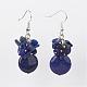 Lapis Lazuli Beads Wrap Bracelets and Earrings Jewelry Sets SJEW-JS00905-03-6