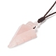 Collier pendentif flèche en quartz rose naturel NJEW-C031-02G-3