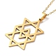 201 collier pendentif étoile de David en acier inoxydable avec chaînes forçat NJEW-Q317-07G-3