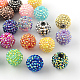 Ab-Farbe Harz Strassperlen, mit Acryl runde Perlen innen, für Bubblegum-Schmuck, Mischfarbe, 16x14 mm, Bohrung: 2~2.5 mm