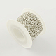 Messing-Kristall-Strass-Strassketten, mit Spule, Strass Cup Kette, Silber, 2 mm, ca. 10 Yards / Rolle, 2606pcs / roll