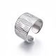 304 Stainless Steel Texture Open Cuff Ring RJEW-S405-258P-4