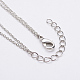 Natural Lava Rock Brass Two-Tiered Necklaces NJEW-JN02088-4