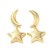 Долговечные серьги-гвоздики с подвесками в виде звезды и луны из латуни с покрытием для женщин EJEW-K093-27G-1