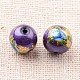 Flower Picture Printed Glass Round Beads GLAA-J087-10mm-B01-2