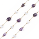 Natural Amethyst Nugget & Glass Imitation Pearl Beaded Chain CHS-C006-02F-1