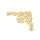 アイアン製フィリグリー透かしコネクター  エッチングされた金属装飾  花のある角の形  ゴールドカラー  26x48x0.5mm FIND-B020-15G-4