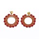Handmade Woven Glass Beads Dangle Stud Earrings EJEW-F235-N03-2
