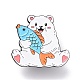 Медведь с рыбьей эмалевой булавкой JEWB-O005-M12-1