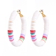 Boucles d'oreilles créoles heishi en laiton de style femmes de basket-ball X-EJEW-JE04083-01-1