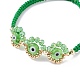 4pcs 4 couleurs fleur enveloppée de fil avec bracelet de perles tressées mauvais œil BJEW-TA00054-4