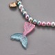 Braccialetti e set di gioielli in plastica imitazione perla elasticizzata SJEW-JS01053-01-4