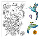 GLOBLELAND Flowers Birds Clear Stamps Bouquet Hummingbird Silicone Clear Stamp Seals for Cards Making DIY Scrapbooking Photo Journal Album Decoration DIY-WH0167-56-928-1