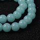 Fili di perle di vetro rotonde imitazione giada verniciate a spruzzo di colore turchese chiaro X-DGLA-S076-8mm-19-2