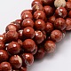 Faceted Round Natural Red Jasper Bead Strands G-L437-40-10mm-1