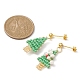 Boucles d'oreilles pendantes en forme d'arbre de Noël en perles de verre EJEW-JE05273-3