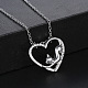Exquisite Heart and Cat Alloy Rhinestone Pendant Necklaces NJEW-N0052-111-5