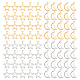 UNICRAFTALE ABOUT 80pcs 2 Colors Hollow Star and Moon Charms Stainless Steel Charms Small Hole Pendant Metal Pendants Flat Smooth Charm for DIY Dangle Jewelry Making STAS-UN0004-40-1