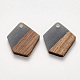 Transparent Resin & Walnut Wood Pendants X-RESI-S384-003A-B01-1