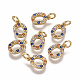 Brass Micro Pave Cubic Zirconia Charms ZIRC-L070-38O-G-1