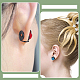 6 paire de boucles d'oreilles manchette coccinelle en plastique bicolore EJEW-AB00001-5