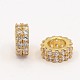 Brass Micro Pave Cubic Zirconia Beads Flat Round Spacer ZIRC-D026-07G-1