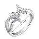 925 anello a polsino aperto con fenice in argento sterling placcato rodio e zirconi cubici da donna JR889A-1
