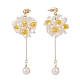 Fiore a grappolo di perle di plastica con lunghi orecchini pendenti con nappa EJEW-TA00119-3