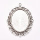 Style tibétain antique ton argent supports cabochons pendentif ovale X-TIBE-473-AS-NR-1