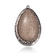 Grandi pendenti in resina lega a goccia placcati argento antico PALLOY-J469-02AS-1