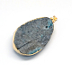Plated Natural Drusy Agate Teardrop Pendants G-R275-15-3