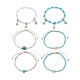 Ocean Theme Synthetic Turquoise & Natural Howlite Anklets Set AJEW-AN00505-2