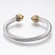 Bracelets manchettes bracelets jonc avec boule en 304 acier inoxydable BJEW-H570-10GP-1