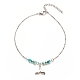 304 bracelet de cheville à breloque forme mixte en acier inoxydable avec perles rondes en jade blanc naturel pour femme AJEW-AN00498-4