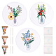 3 個 3 スタイルの花瓶 & 花柄 DIY ディスプレイ装飾刺繍初心者キット  刺繍フープ、針、糸を含む  プリントコットン生地  指示シート  花  300x290mm  1個/スタイル DIY-TA0006-16-1