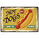 SUPERDANT Hot Dogs Best in Town Tin Sign Fast Food Tin Sign Vintage Metal Signs Tin Funny Wall Art Painting Iron Decor for Fast Food Festaurant Outdoor Wooden fence decoration AJEW-WH0189-066-1