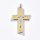 合金ビッグサイズペンダントトップ  十字架クロス  イースターのために  プラチナ·ゴールデン  65x41.5x7.5mm  穴：8~10x3~4mm PALLOY-T069-30-1
