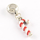 Antique Silver Plated Christmas Candy Cane Alloy Enamel European Dangle Charms ENAM-Q421-22-1