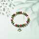 Bracelet extensible en perles d'acrylique et de résine avec breloque en alliage d'émail pour Noël BJEW-JB08246-5
