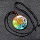 Mixed Stone with Vortex Resin Pendant Necklace with Polyester Cord CHAK-PW0001-014-1