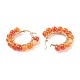 Round Natural Red Agate Wire Wrapped Big Hoop Earrings for Women EJEW-TA00048-01-5